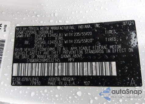 2021 Toyota Highlander Hybrid Limited from USA, damaged, VIN 5TDXBRCH8MS532145